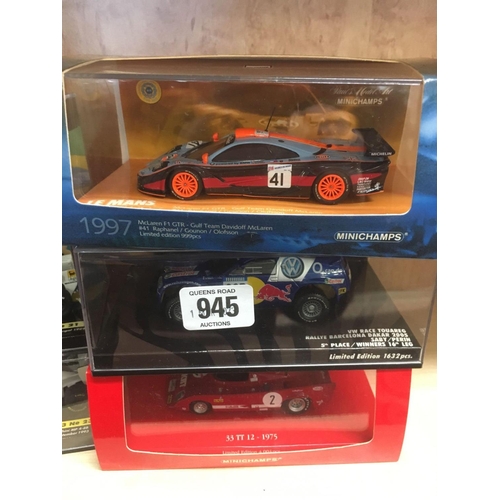 945 - 10 BOXED MINI CHAMPS MODEL RACING CARS