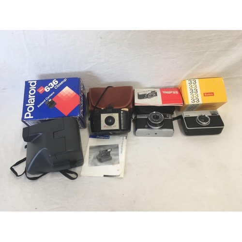 954 - CARTON WITH VARIOUS VINTAGE CAMERAS INCL; POLAROID 636 CLOSE-UP CAMERA