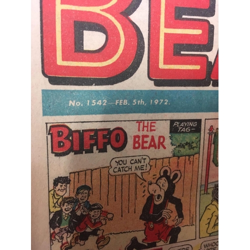 958 - CARTON WITH VINTAGE BEANO COMICS FROM THE 70'S