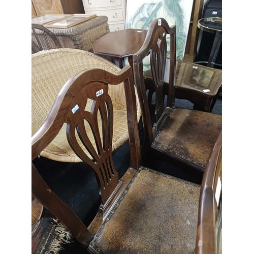 485 - PAIR OF LEATHER SEATED DINING CHAIRS