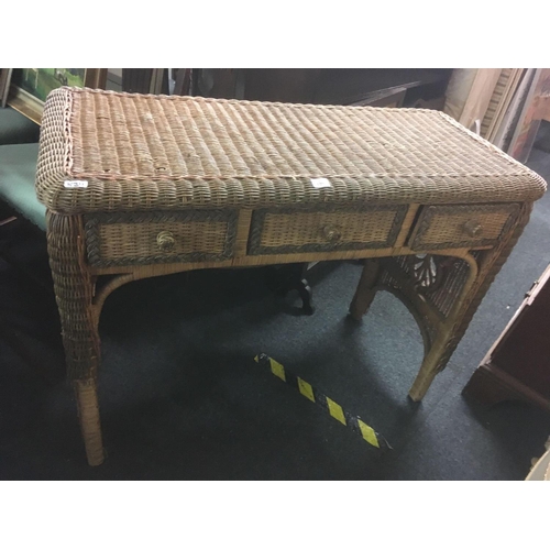 494 - WICKER 3 DRAWER SIDE TABLE