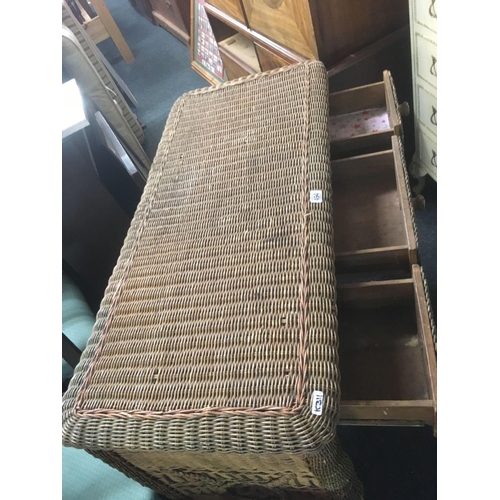 494 - WICKER 3 DRAWER SIDE TABLE