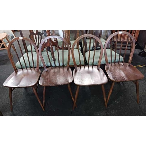 495 - 4 ERCOL SPINDLE BACK DINING CHAIRS