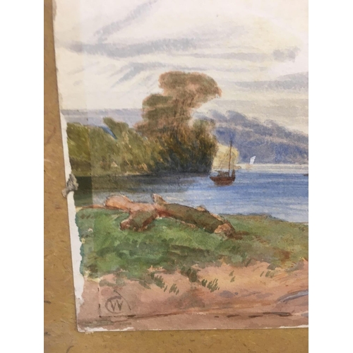 506 - CHARLES WAY; 2 UNFRAMED WATERCOLOURS, ONE A VIEW OF PLYMOUTH SOUND THE OTHER BELIEVED TO BE THE HELF... 