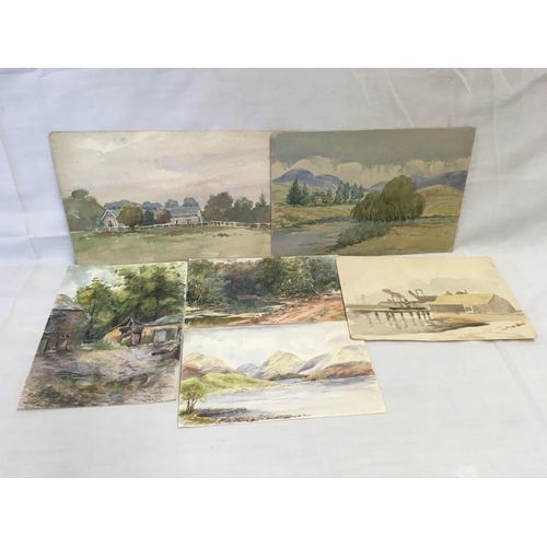 507 - FOLDER OF 6, 19THC WATERCOLOUR VIEWS OF AUSTRALIA, ONE INSCRIBED BATEMAN'S BAY, NEW SOUTH WALES. ANO... 