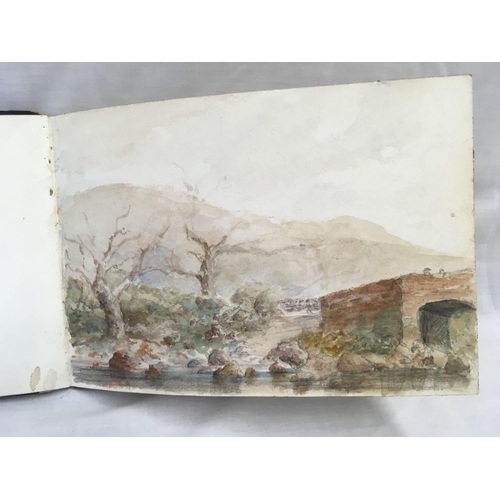 517 - A 19THC SKETCHBOOK CONTAINING 19 SHEETS OF WATERCOLOURS, MOSTLY COASTAL & MARINE SCENES, MANY SIGNED... 