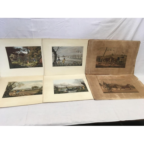 526 - A SET OF 4 FINELY HAND COLOURED AQUATINTS IN AS NEW CONDITION, OF WILD DUCK SHOOTING NEAR COWLEY, DR... 