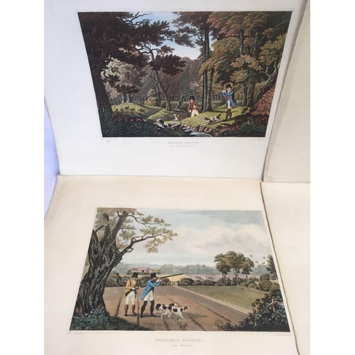 526 - A SET OF 4 FINELY HAND COLOURED AQUATINTS IN AS NEW CONDITION, OF WILD DUCK SHOOTING NEAR COWLEY, DR... 