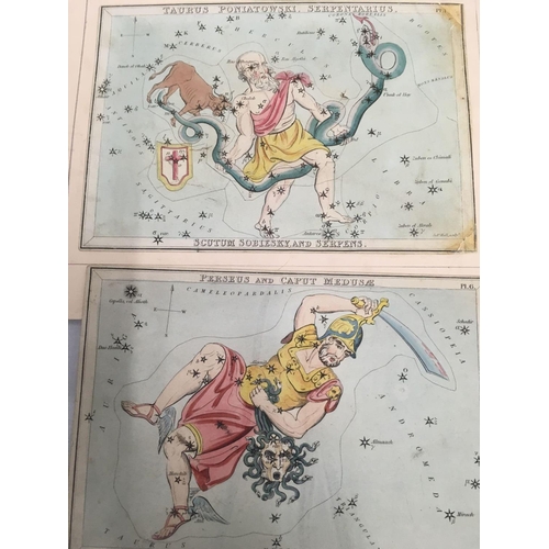 530 - SIDNEY HALL 1788-1831; AN UNUSUAL GROUP OF 3 HAND COLOURED ENGRAVINGS OF VARIOUS CONSTELLATIONS, C18... 