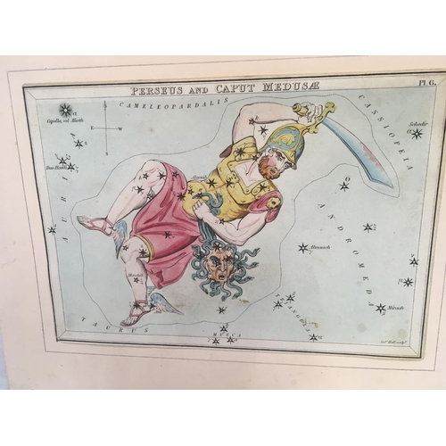 530 - SIDNEY HALL 1788-1831; AN UNUSUAL GROUP OF 3 HAND COLOURED ENGRAVINGS OF VARIOUS CONSTELLATIONS, C18... 