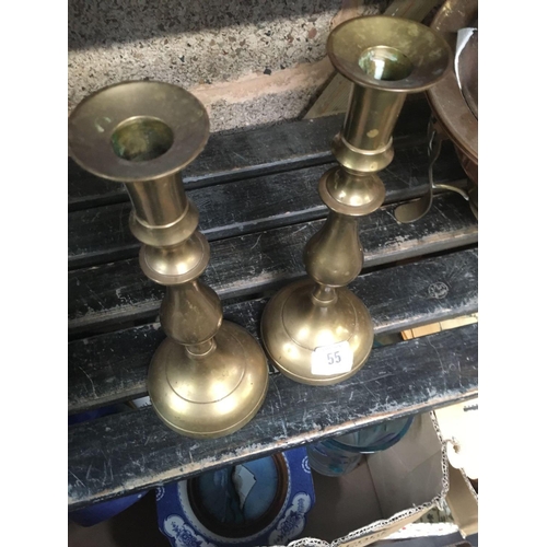 55 - PAIR OF BRASS CANDLESTICKS