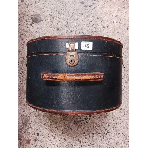 45 - VINTAGE HAT BOX WITH 2 HATS & A DAVY CROCKETT CAP