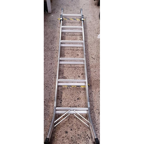 66 - A ROUNG MAN THREE WAY COMBINATION LADDER & A FOLDING SUN LEISURE JUMBO TROLLEY