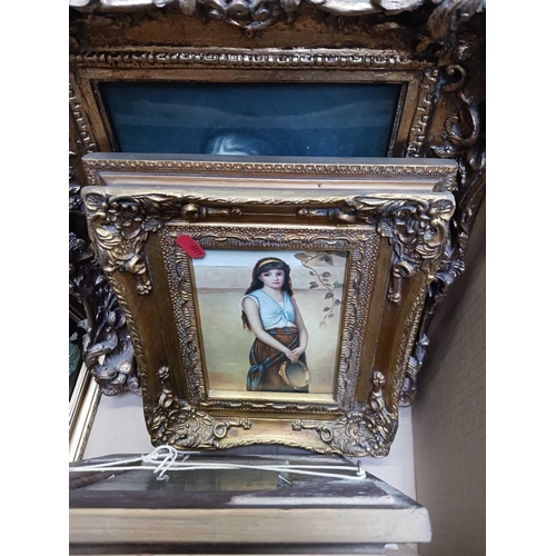 92 - CARTON WITH QTY OF GILT FRAMED PICTURES