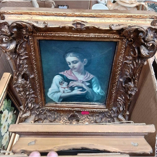 92 - CARTON WITH QTY OF GILT FRAMED PICTURES