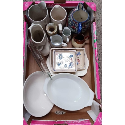 113 - 2 CARTONS OF MISC MUGS, JUGS & DISHES