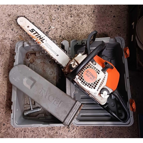 171 - RYOBI CHAIN SAW CASE WITH A STIHL MS181 CHAIN SAW