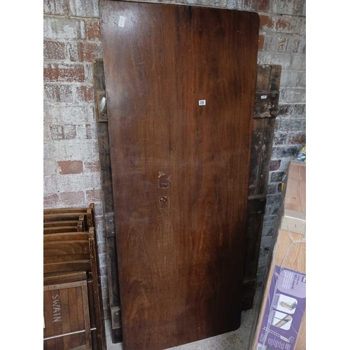 239 - MAHOGANY TABLE TOP & A VINTAGE WOODEN DOOR