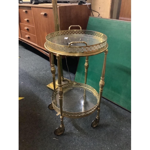 281 - BRASS EFFECT 2 TIER GLASS TROLLEY