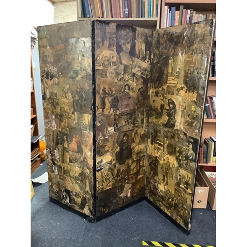 287 - 3 FOLD SCREEN DECORATED WITH VARIOUS PORTRAIT FIGURES