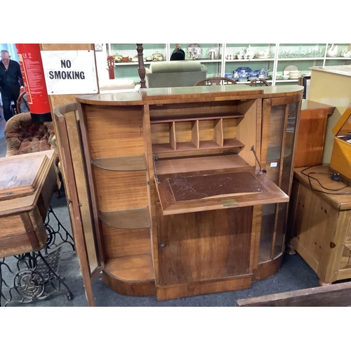 354 - FLAME VENEERED GLAZED BUREAU