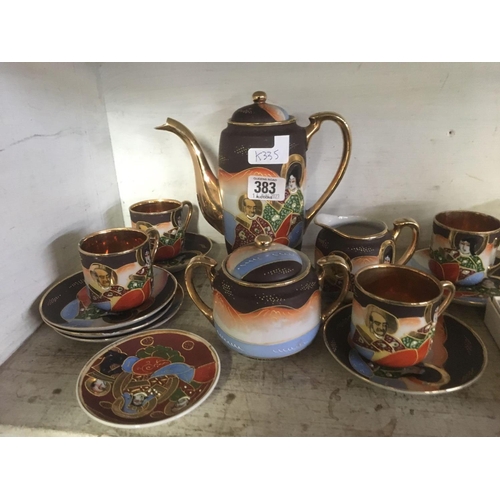 383 - SHELF OF ORIENTAL TEA SET ETC