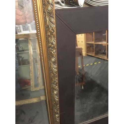 394 - MODERN FRAMED MIRROR & A GILT WALL MIRROR