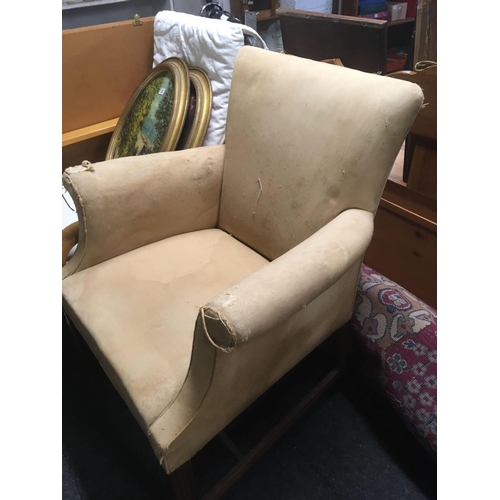 414 - UPHOLSTERED ANTIQUE CHAIR, IDEAL FOR RE-UPHOLSTERING