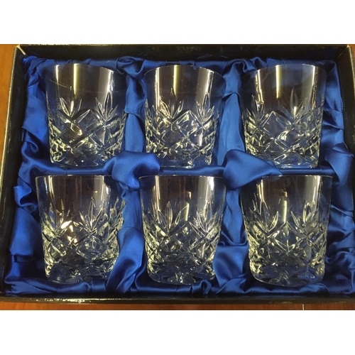 424 - 6 BOXED BOHEMIAN WHISKY TUMBLERS