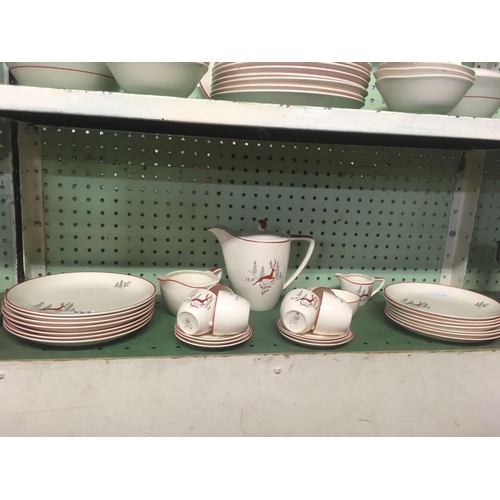 437 - 2 SHELVES OF CROWN DEVON DINNERWARE