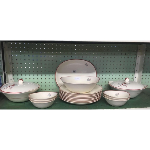 437 - 2 SHELVES OF CROWN DEVON DINNERWARE