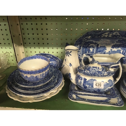 439 - SHELF OF BLUE & WHITE CHINAWARE