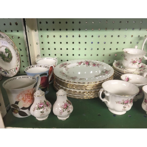 440 - SHELF OF ROYAL ALBERT LAVENDER ROSE CHINAWARE ETC