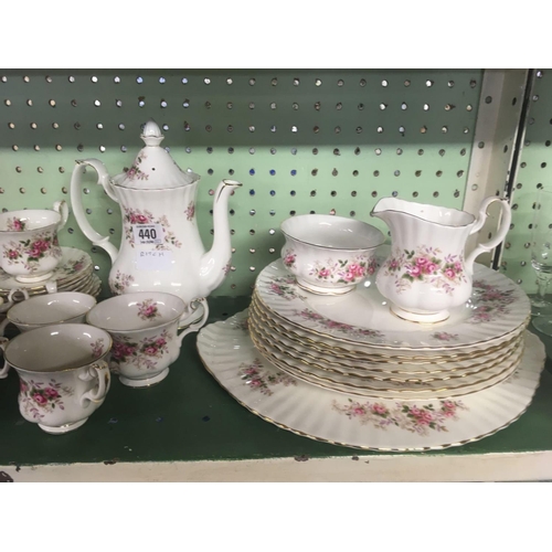 440 - SHELF OF ROYAL ALBERT LAVENDER ROSE CHINAWARE ETC