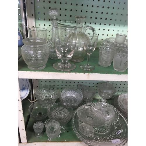 444 - 2 SHELVES OF GLASSWARE