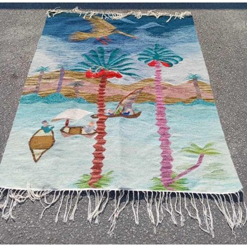 477 - ESPINA MALAGA RUG, 71'' X 47'', AN EMBOSSED CHINESE RUG,72'' X 49'', HAND WOVEN EGYPTIAN RUG, 47'' X... 