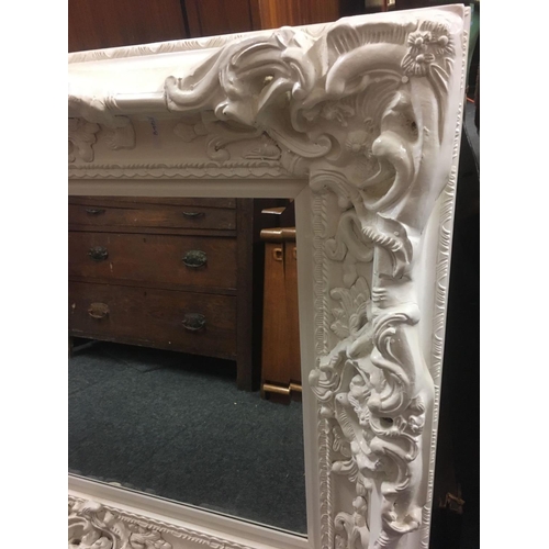 496 - LARGE WHITE PAINTED GILT DOUBLE EDGE MIRROR