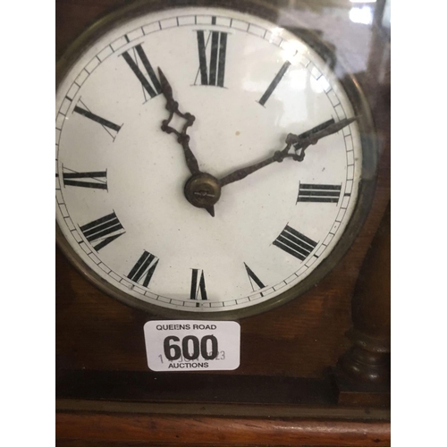 600 - SMALL MAHOGANY WALL CLOCK