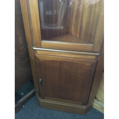 604 - MODERN GLAZED CORNER CABINET