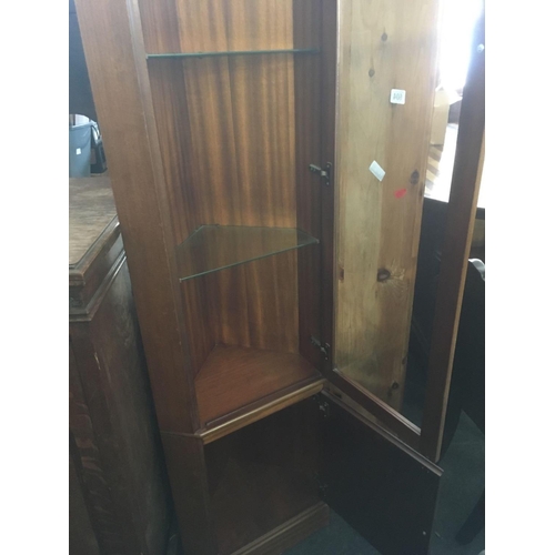 604 - MODERN GLAZED CORNER CABINET