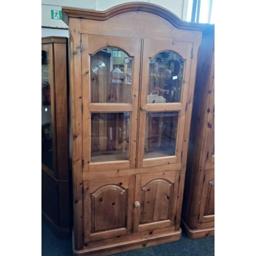 606 - LARGE PINE GLAZED CABINET, 75'' HIGH, 37'' WIDE 14