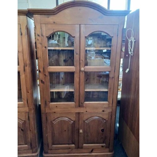 607 - LARGE PINE GLAZED CABINET, 75'' HIGH, 37'' WIDE 14