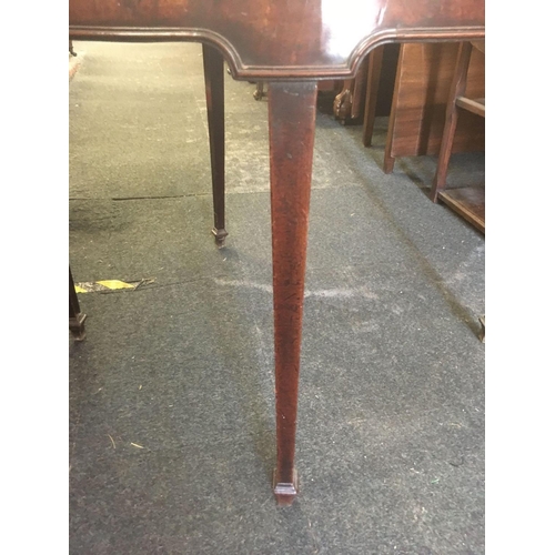 608 - MAHOGANY FLIP TOP HALF MOON HALL TABLE