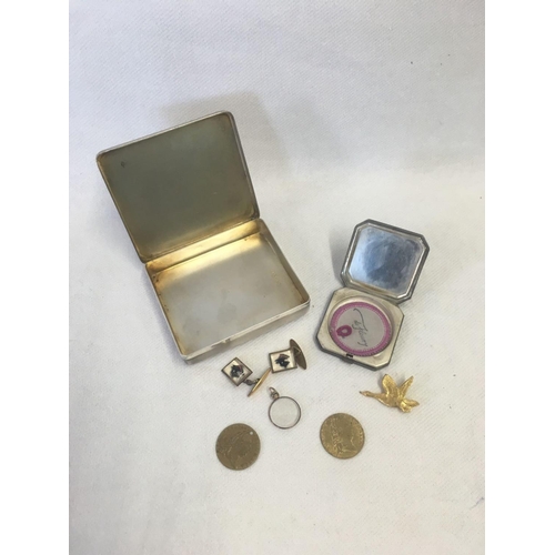 643 - METAL TOBACCO BOX, ETC