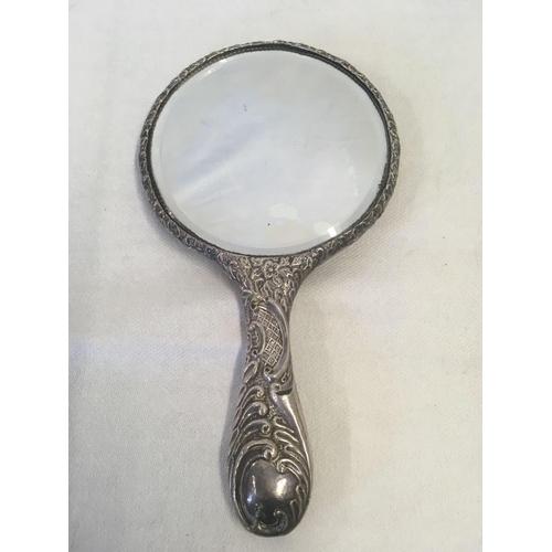 645 - SILVER BACK HAND MIRROR, ETC