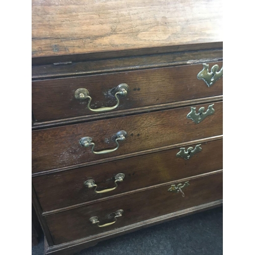 661 - OAK BUREAU WITH BRASS HANDLES