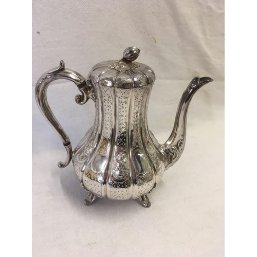 667 - VICTORIAN 4 PIECE TEA & COFFEE SET WITH MELON FINIAL'S