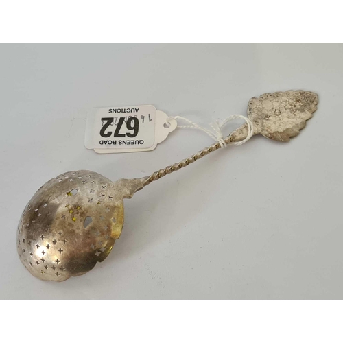 672 - DUTCH SILVER SIFTER SPOON