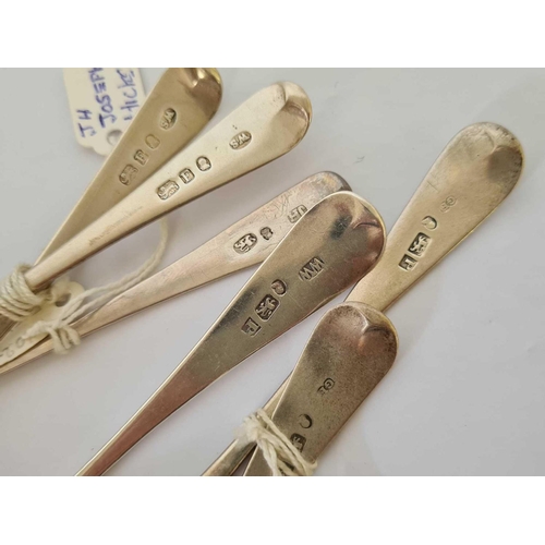 737 - 6 EXETER SILVER TEA SPOONS VARIOUS MAKERS, 102g