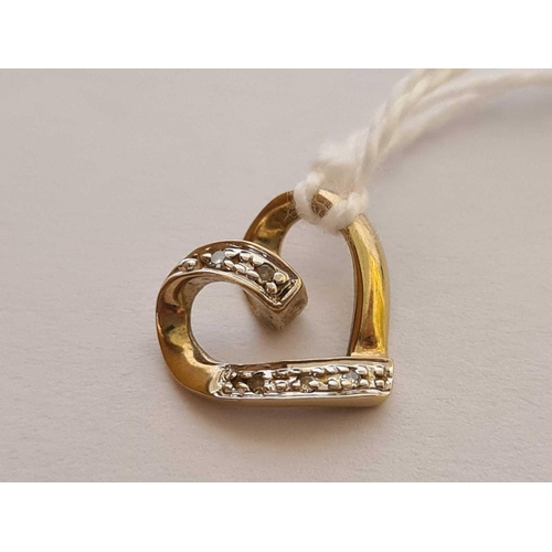 766 - 9ct HEART PENDANT WITH DIAMONDS